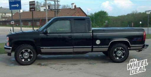 17x8.5" XD Spy Wheels in Machined and Black Finish on a 1995 Chevy Silverado