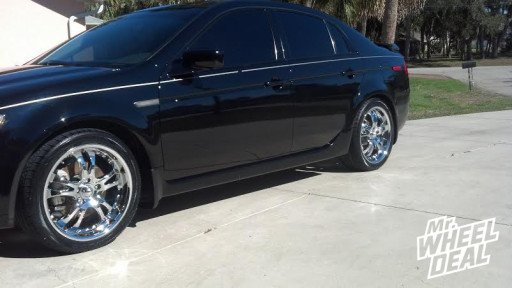 18x8" American Racing Casino Chrome with 235/40/18 Nexen N7000 tires on a 2005 Acrua TL