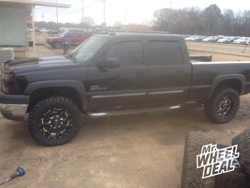 20x9" BMF Novakane Death Metal Wheels with 35x12.50x20 Toyo Open Country MT Tires on a 2004 Chevy Silverado 2500HD 20x9" BMF Novakane Death Metal Wheels with 35x12.50x20 Toyo Open Country MT Tires on a 2004 Chevy Silverado 2500HD