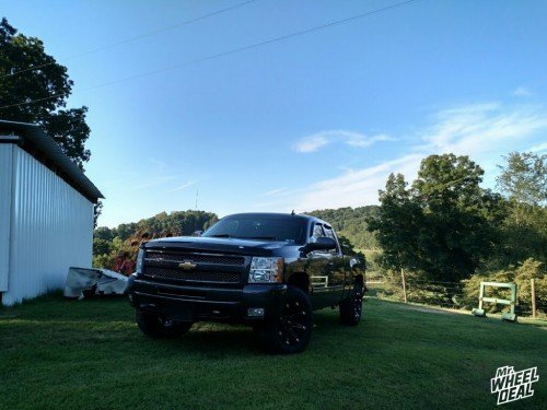 18x9 Ballistic Jester +12 All Black wheels with LT275/70/18 General Grabber ATII tires on a 2010 Chevy Silverado 1500 18x9" Ballistic Jester Black wheels with LT275/70/18 General Grabber AT2 tires on a 2010 Chevy Silverado 1500