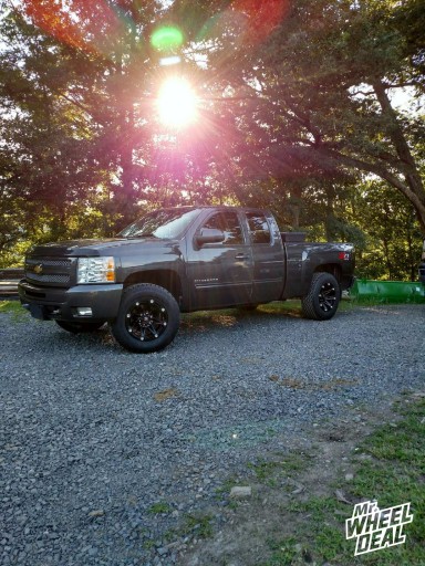 18x9 Ballistic Jester +12 All Black wheels with LT275/70/18 General Grabber AT2 tires on a 2010 Chevy Silverado 1500 18x9 Ballistic Jester Black wheels with LT275/70/18 General Grabber AT2 tires on a 2010 Chevy Silverado 1500