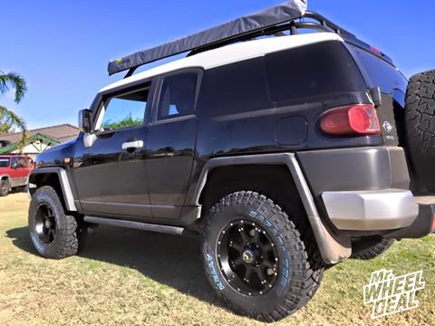 17x9 Black Raceline Assault +0 wheels with LT285/70/17 Kelly TSR tires on a 2011 FJ Cruiser 17x9" Raceline Assault Black +0 wheels with LT285/70/17 Kelly TSR tires on a 2011 FJ Cruiser