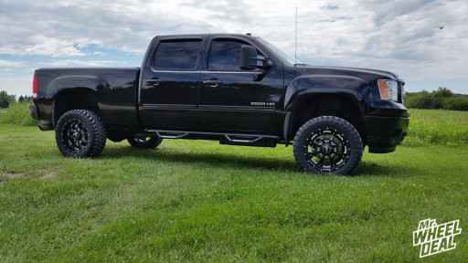 20x9 BMF Novakane Death Metal Black wheels with 33X12.50R20 Toyo Open Country MT tires on a 2013 GMC Sierra 2500HD 20" Novakane Death Metal Black wheels with 33" Toyo Open Country MT tires on a 2013 GMC Sierra 2500HD