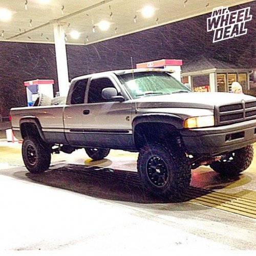 Black 18x9" XD Addict -12mm wheels with 37x13.50x18 Toyo Open Country MT tires on a 2001 Ram 2500 18x9 Black XD Series Addict -12 offset wheels with 37x13.50x18 Toyo Open Country MT tires on a 2001 Ram 2500