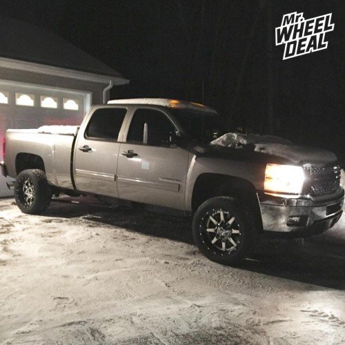 2012 Chevy Silverado 2500HD with 20x10" Fuel Maverick Black and Chrome wheels with 285-50-20 Nitto 420S tires 20x10" Black with Chrome Fuel Maverick wheels with 285-50-20 Nitto 420S tires on a 2012 Chevy Silverado 2500HD