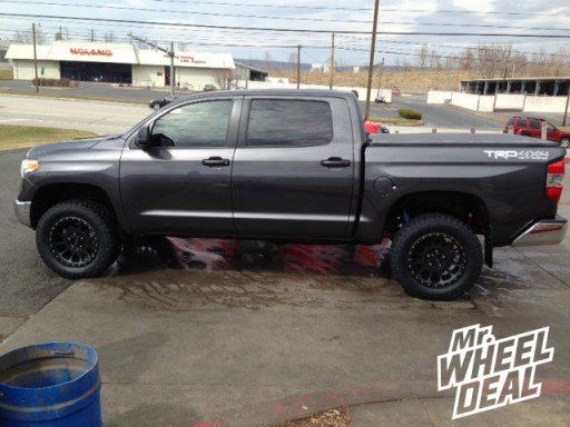 20x9" Method Racing NV Matte Black Wheels with LT295/60/20 Toyo Open Country AT II Tires on a 2014 Toyota Tundra 20x9" Method Racing NV Matte Black Wheels with LT295/60/20 Toyo Open Country AT II Tires on a 2014 Toyota Tundra