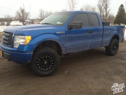 Black 17x9 KMC XD Addict wheels with 33x12.50x17 Atturo Trail Blade MT tires on a 2012 Ford F-150 2012 Ford F-150 with 17x9" XD Addict All Black wheels with 33x12.50x17 Atturo Trail Blade MT tires