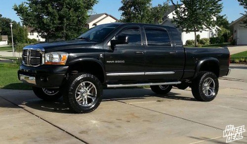 20x9" American Eagle 079 Chrome wheels with LT325/60/20 Nitto Terra G2 tires on a 2006 Ram 2500 2006 Ram 2500 with 20x9 Chrome American Eagle 079 wheels and LT325/60/20 Nitto Terra G2 tires