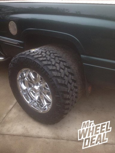 20x9" XD Badlands Chrome Wheels with LT295/60/20 Nitto Trail Grappler Tires on a 1998 Dodge Ram 1500 20x9" XD Badlands Chrome Wheels with LT295/60/20 Nitto Trail Grappler Tires on a 1998 Dodge Ram 1500