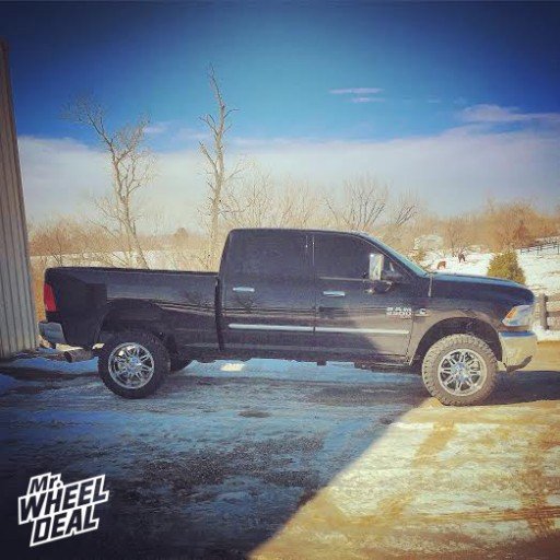 2014 Ram 2500 with 20x10 PVD Chrome Fuel Hostage -24mm wheels and 33x12.50x20 Atturo Trail Blade MT tires 20x10" PVD Chrome Fuel Hostage -24mm wheels with 33x12.50x20 Atturo Trail Blade MT tires on a 2014 Ram 2500
