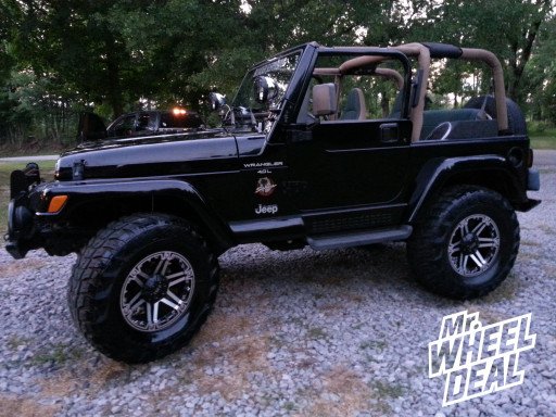 17x9" Tuff T01 Black Machined Wheels with Chrome Inserts 2000 Jeep Wrangler