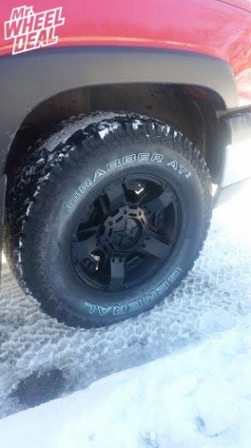 17x8" XD Rockstar II Black wheels +10mm offset with 285/70/17 General Grabber AT2 tires on a 2004 Chevy Silverado 1500 17x8 KMC XD Rockstar II Black +10mm wheels with 285/70/17 General Grabber AT2 tires on a 2004 Chevy Silverado 1500