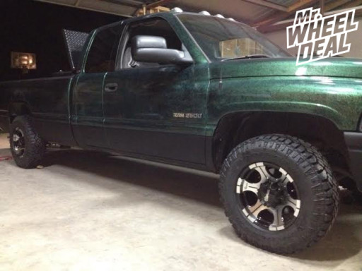 16x8 Dick Cepek DC-2 Black Machined Wheels with 245/75/16 Duratrac Tires on a Ram 2500 16x8 Dick Cepek DC-2 Black Machined Wheels with 245/75/16 Duratrac Tires on a Ram 2500