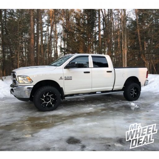 20x12 Black Vision Prowler wheels with 305/55R20 AMP Pro AT tires on a 2016 Ram 2500