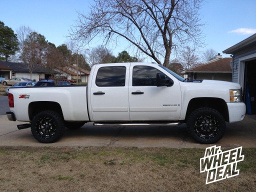 20x9" Novakane Death Metal Wheels 33x12.50x20 Toyo MT Tires on a 2007 Silverado 2500 HD